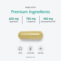 Vitanica Bladder Ease ingredient icons, highlights plant-based support without artificial additives.