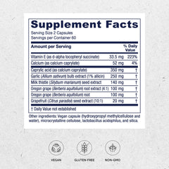 Closeup of Candidastat capsules highlighting a vegan daily dose.