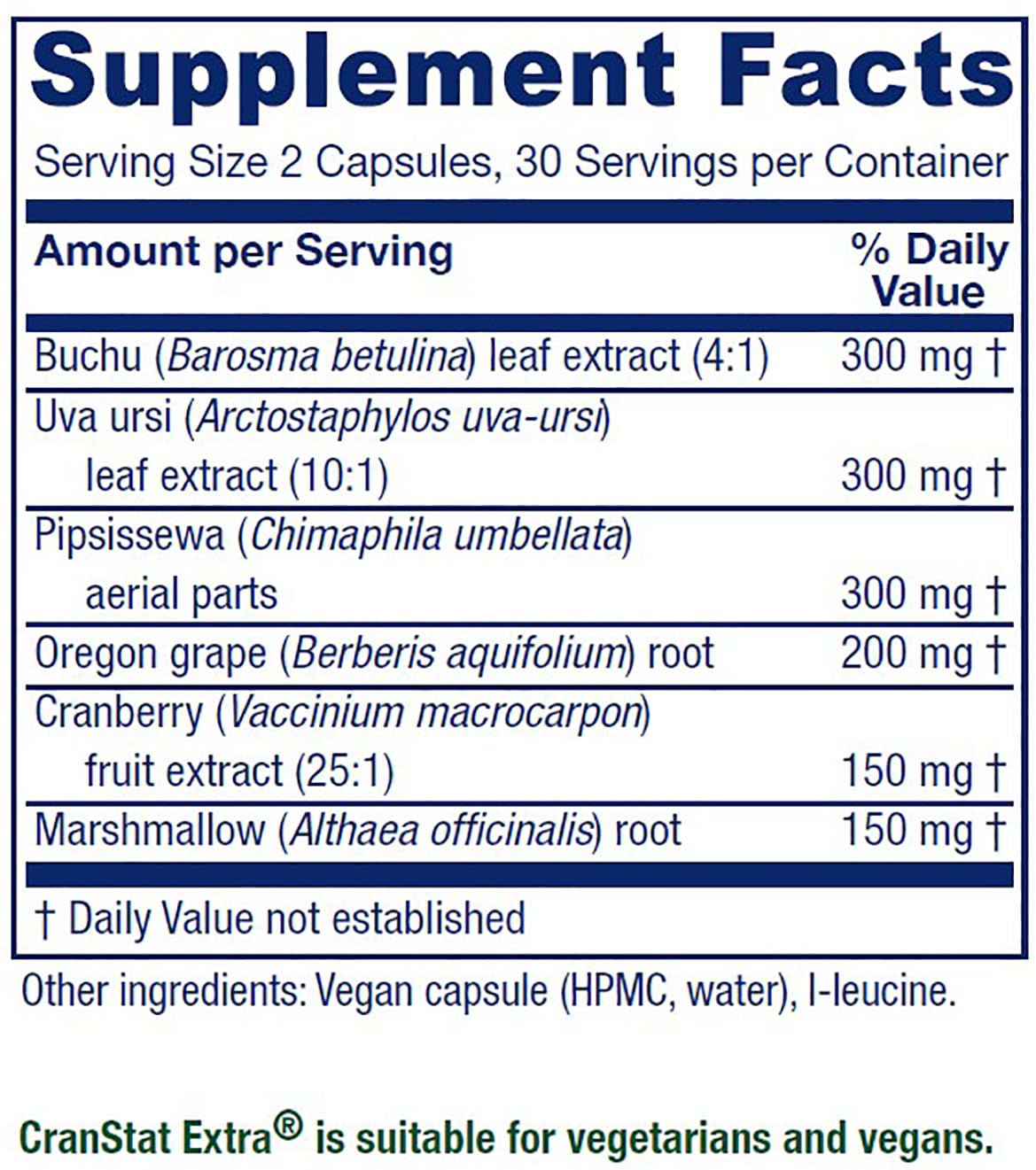 Vitanica Cranstat Extra bottle closeup ingredients highlights 25:1 cranberry extract