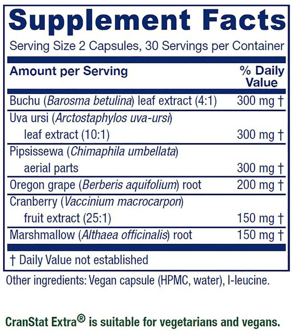 Vitanica Cranstat Extra bottle closeup ingredients highlights 25:1 cranberry extract