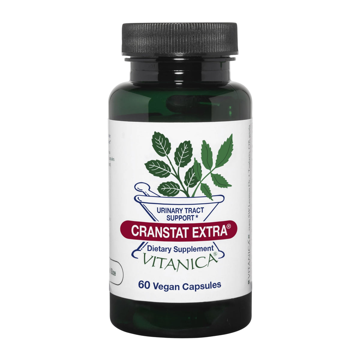 Vitanica Cranstat Extra bottle front showing vegan urinary support packaging