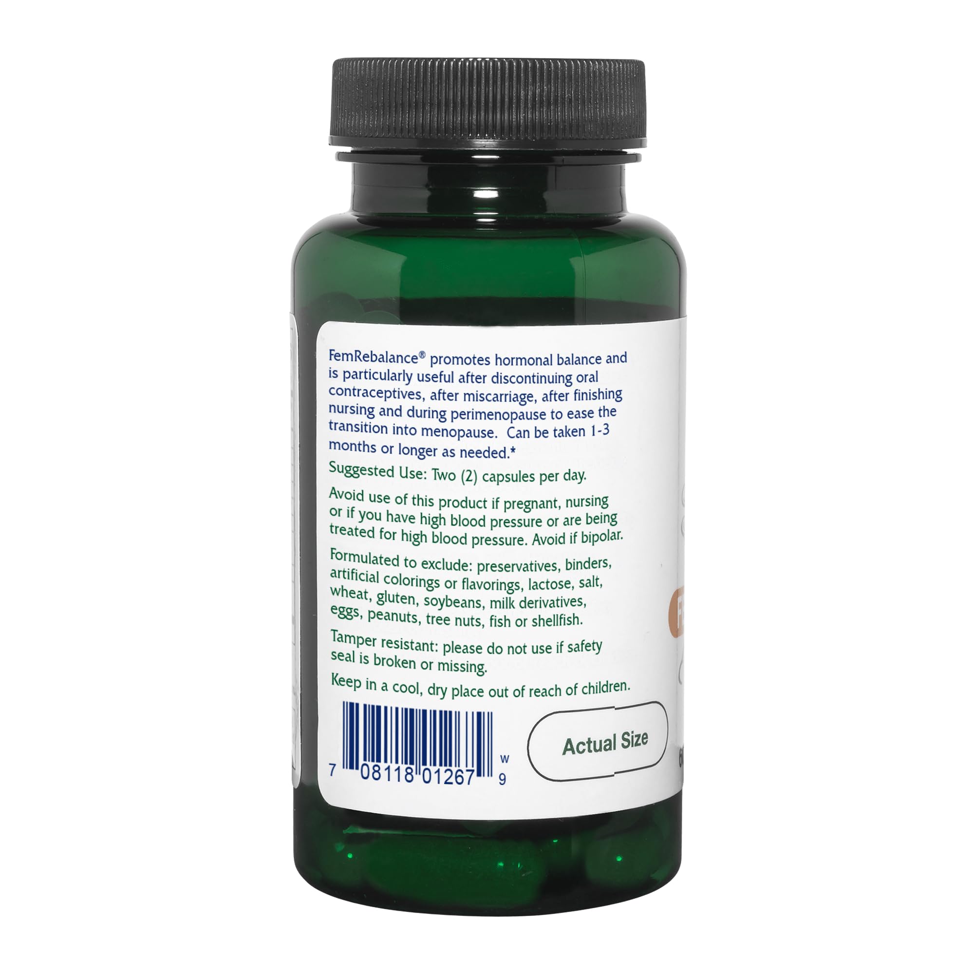 Vitanica FemRebalance capsules close-up showing plant-based endocrine support