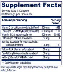 Vitanica Iron Extra bottle back label showing ingredients for informed use