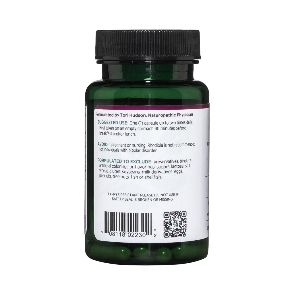 Vitanica Rhodiola Rosea extract label detail with Rosavins and Salidroside.