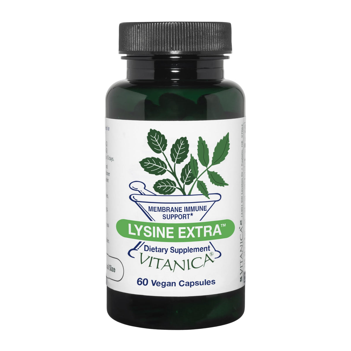 Vitanica Lysine Extra bottle front highlights vegan immune support for daily wellness