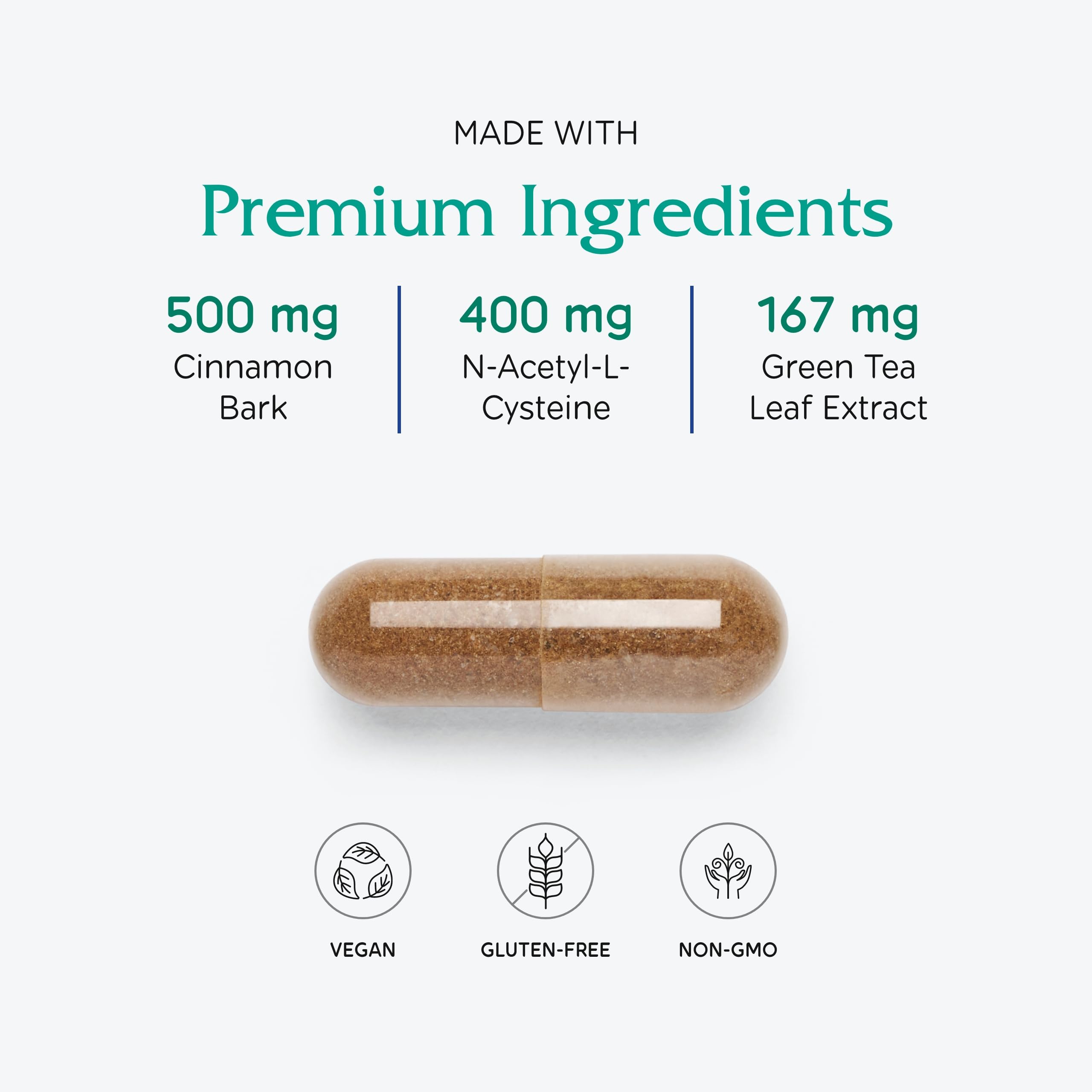 Vitanica OvaBlend ingredients panel showing NAC and sarsaparilla