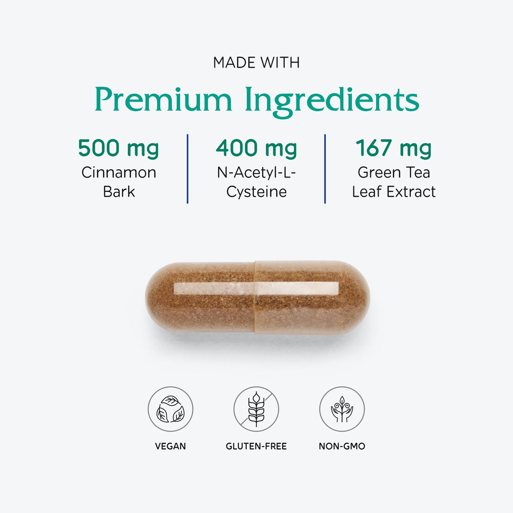 Vitanica OvaBlend ingredients panel showing NAC and sarsaparilla