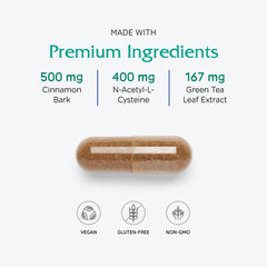 Vitanica OvaBlend ingredients panel showing NAC and sarsaparilla