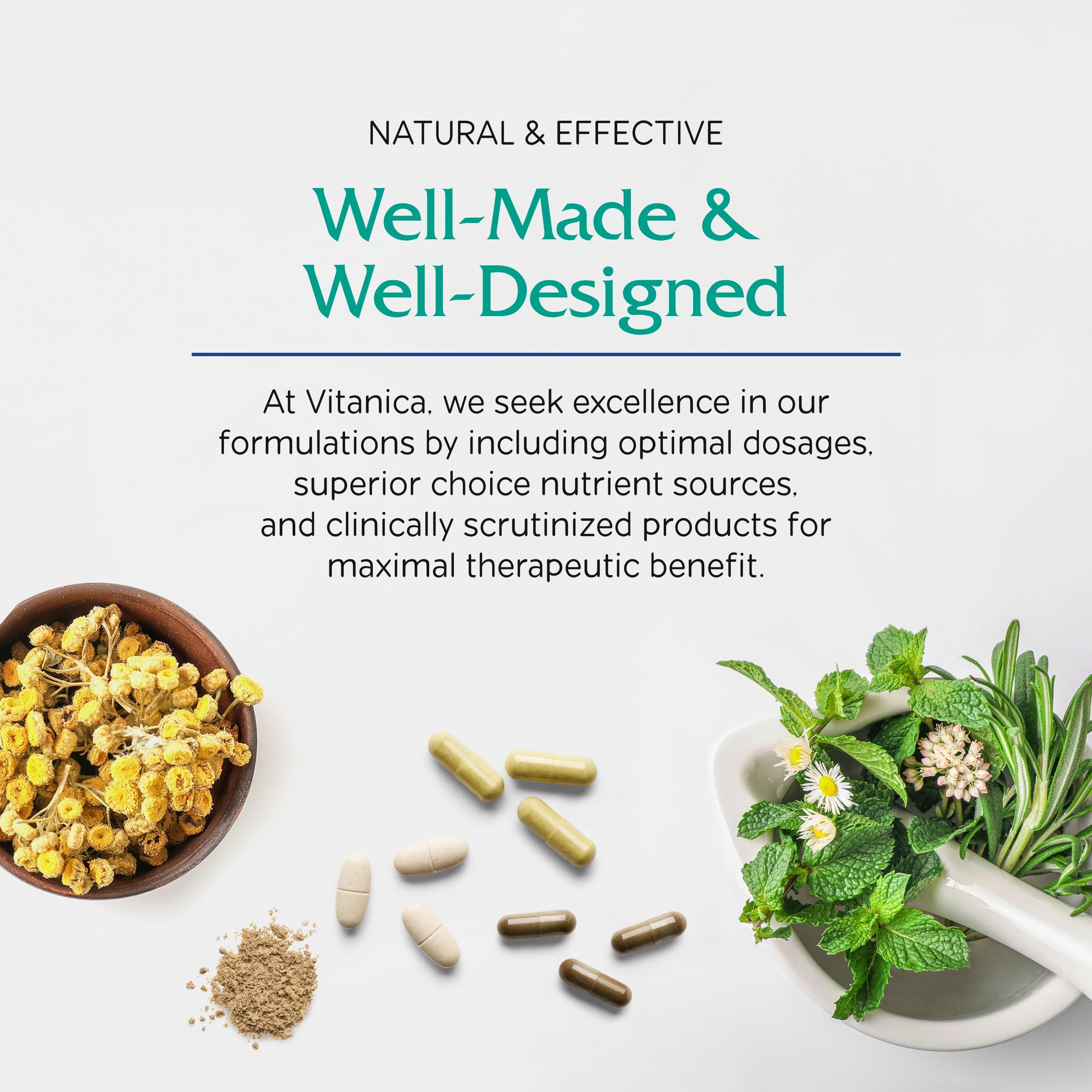 Vitanica Phase I PMS daily use illustration depicting one capsule daily