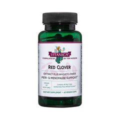 Vitanica Red Clover bottle front for menopause support in daily routine