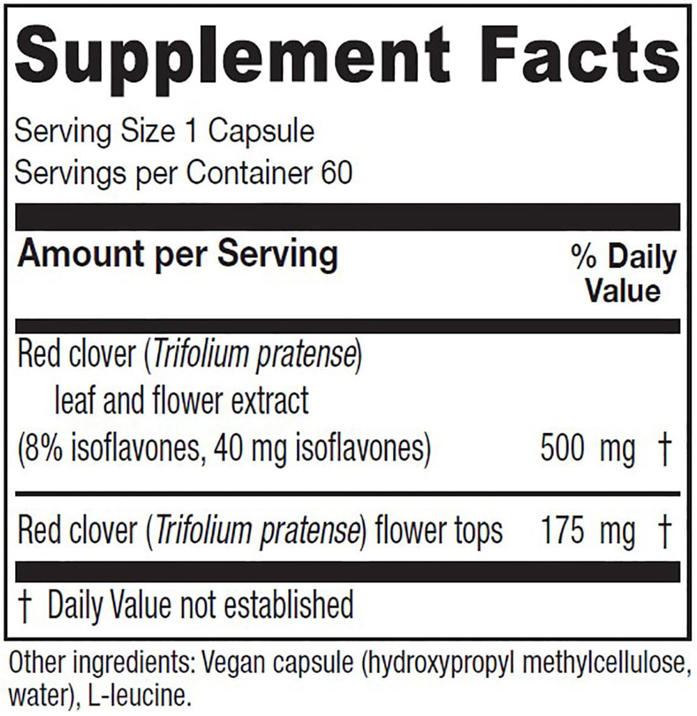 Vitanica Red Clover capsules closeup highlighting isoflavones for perimenopause support