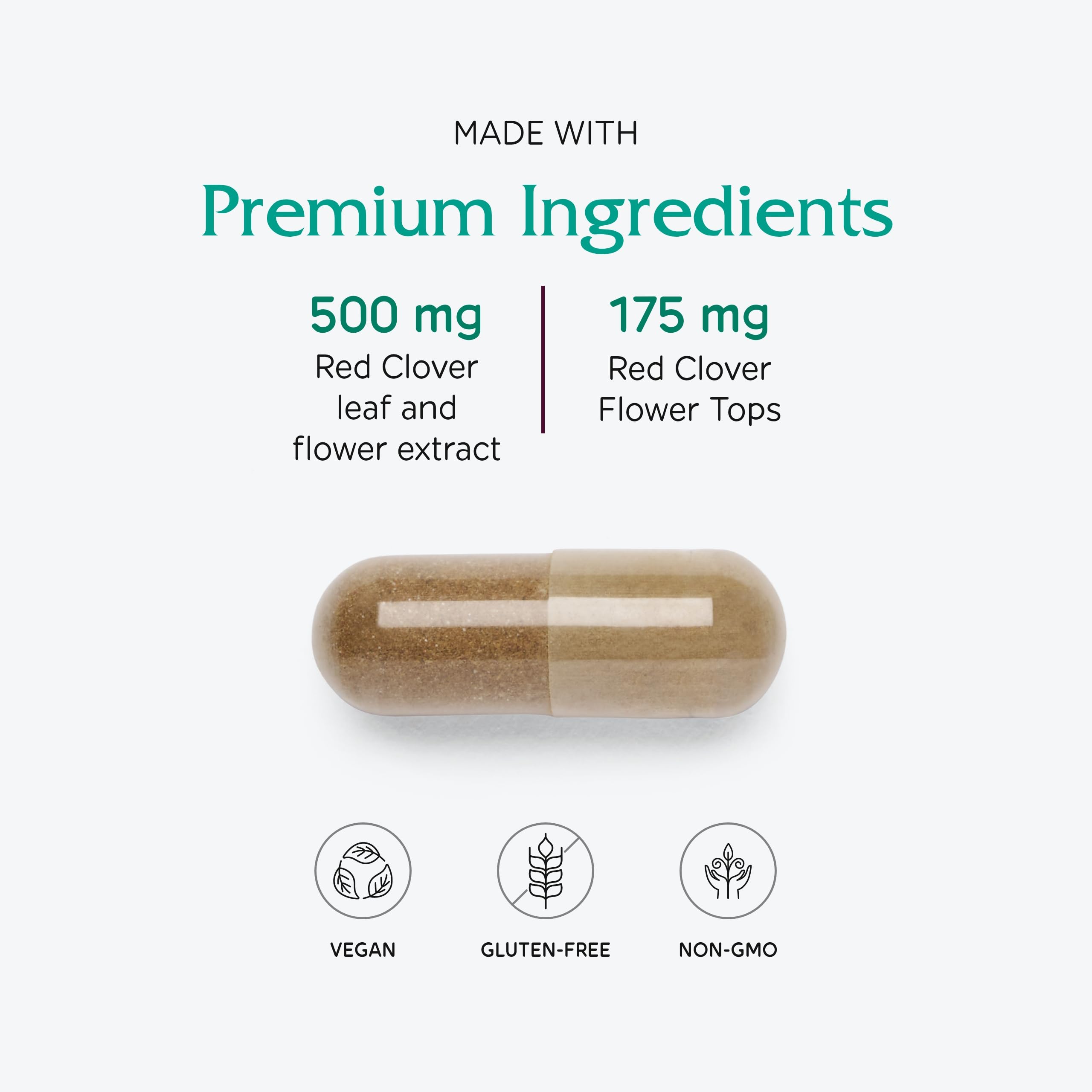 Vitanica Red Clover label detail confirms standardized extract quality