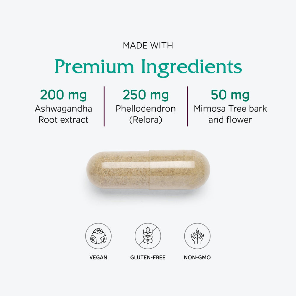 Packaging highlights Relora—magnolia with phellodendron blend from Vitanica.