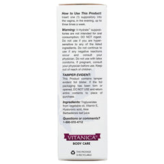 Vitanica V-Hydrate box closeup highlighting aloe and vitamin E ingredients