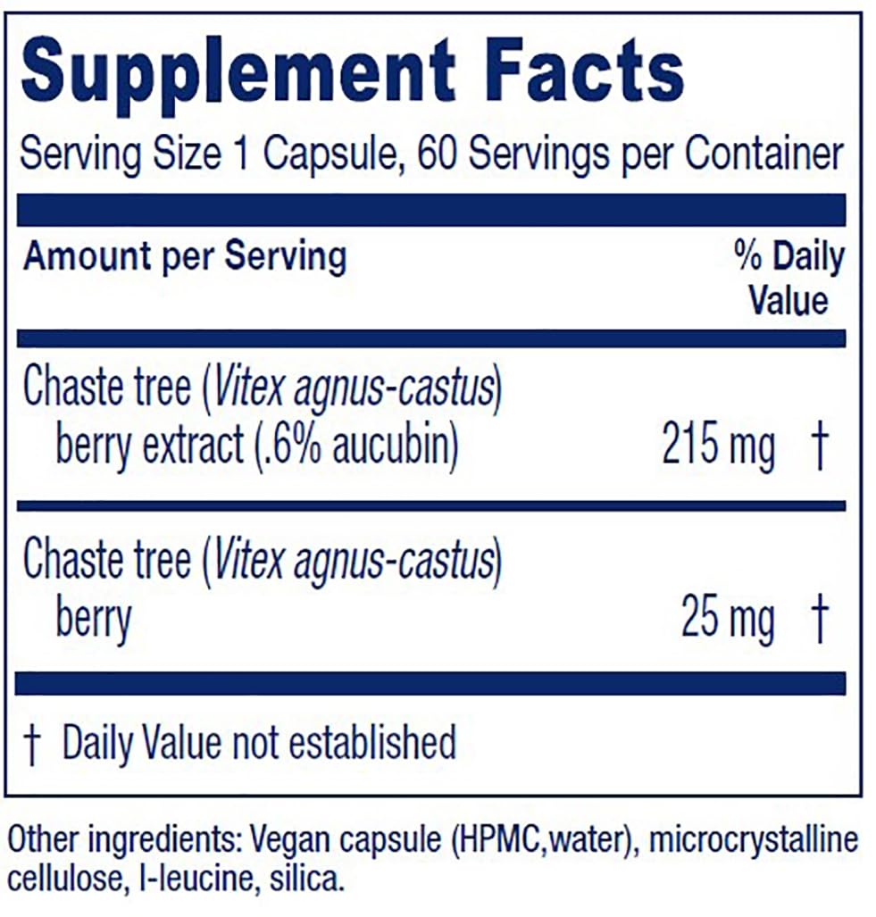 Vitanica Vitex Extract Plus capsules shown as herbal supplement form.