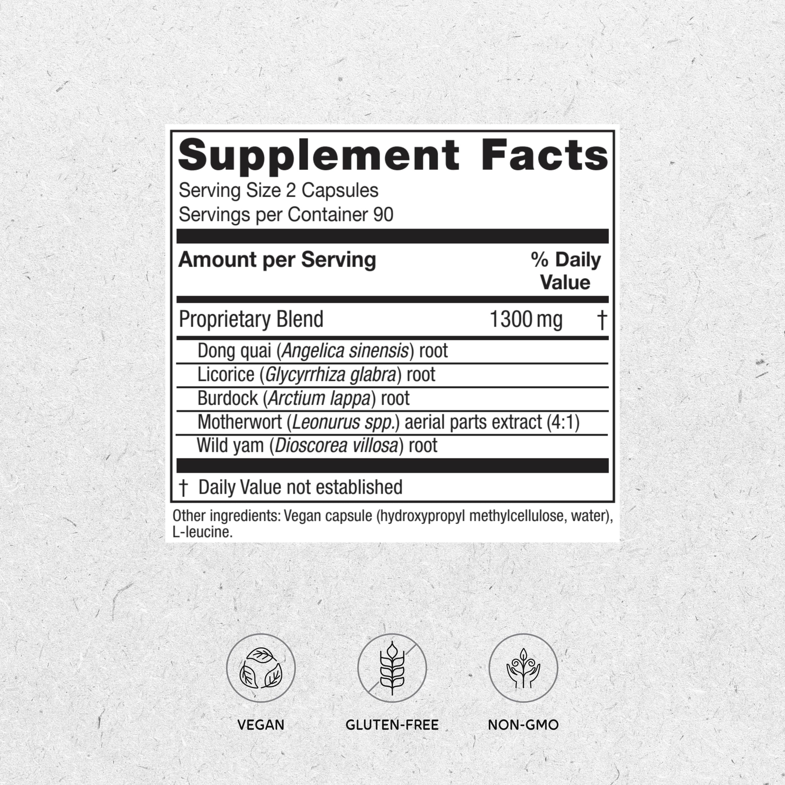 Vitanica Women's Phase II bottle side view for ongoing menopause balance.