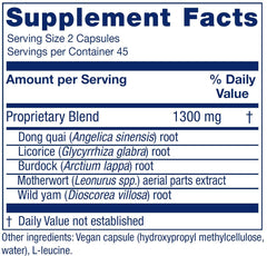 Vitanica Women's Phase II bottle side highlights easy-to-take capsules for perimenopause.