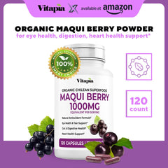 Close-up of Vitapia Maqui Berry capsules for easy swallowing