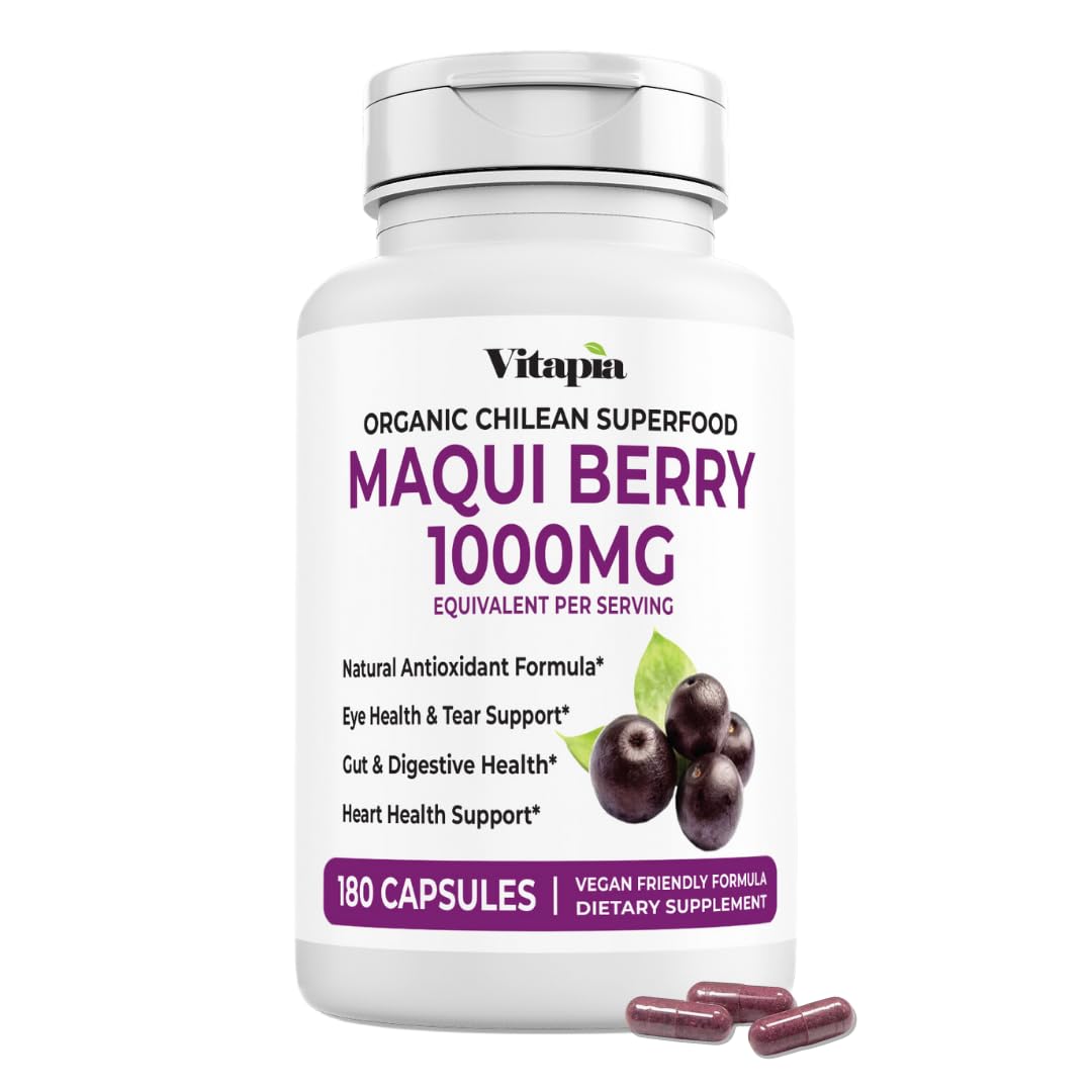 Vitapia Maqui Berry bottle with capsules for convenient daily use.