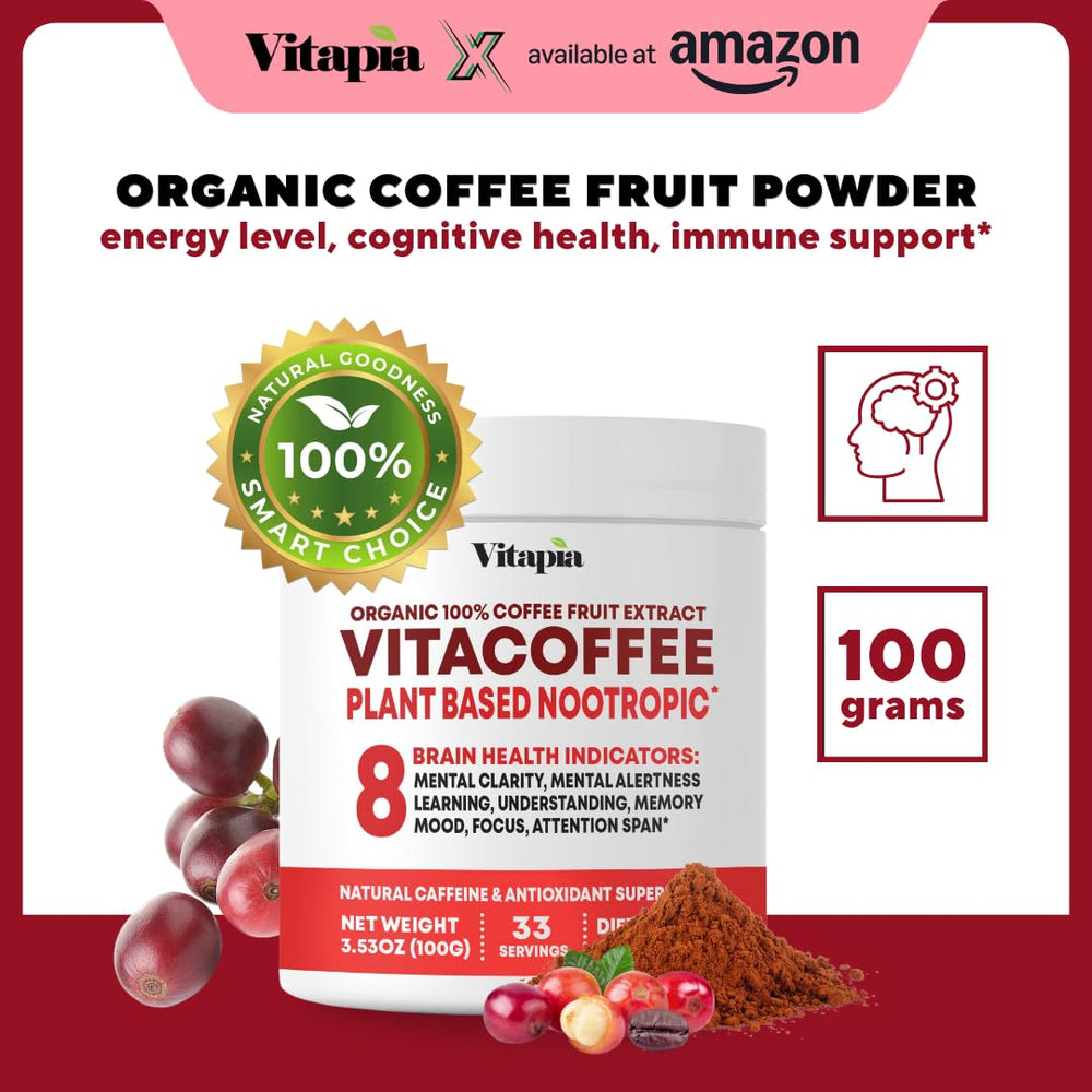Vitapia Vitacoffee brain-support powder ideal for focused work sessions.