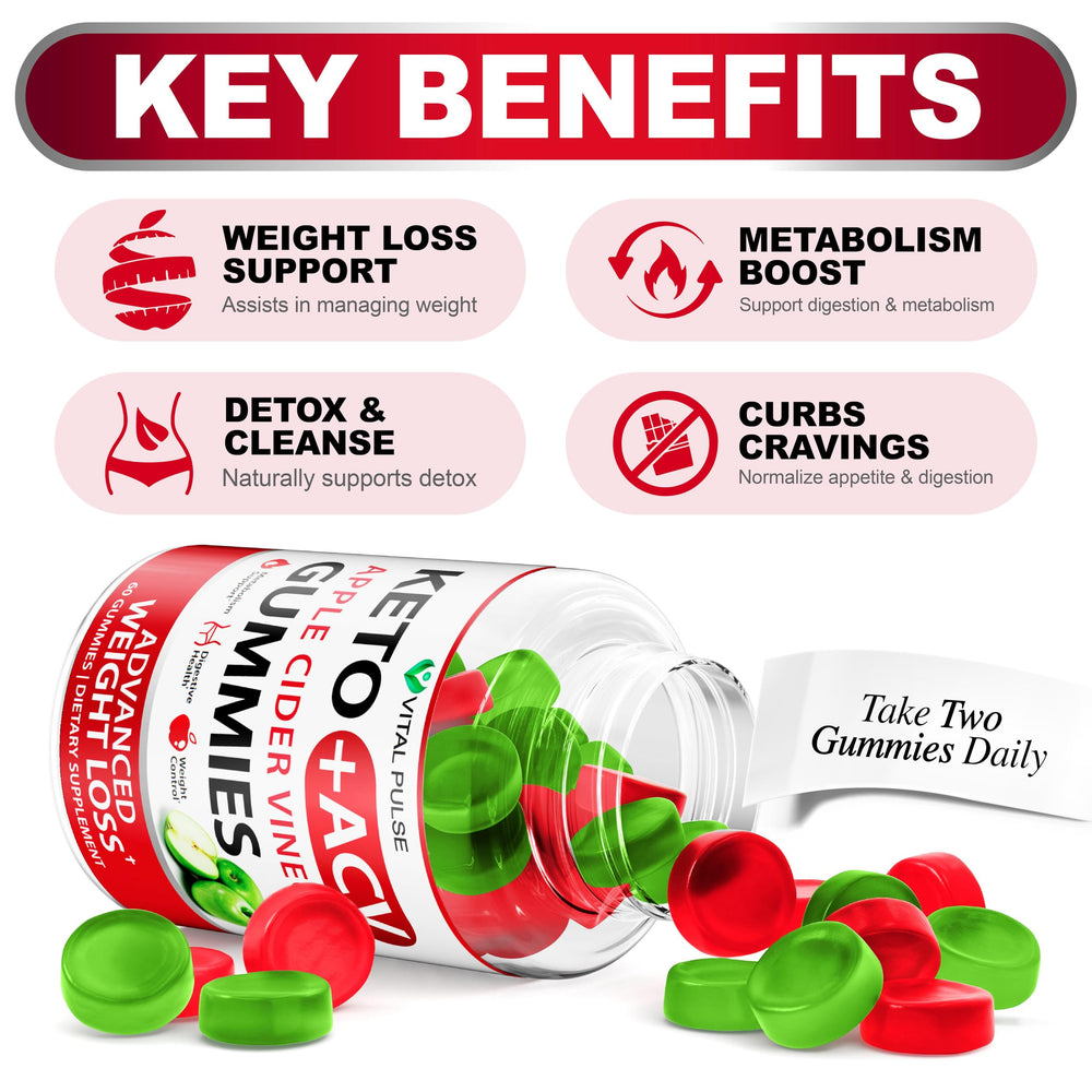 Vital Pulse ACV Gummies apple flavor label highlights natural ingredients