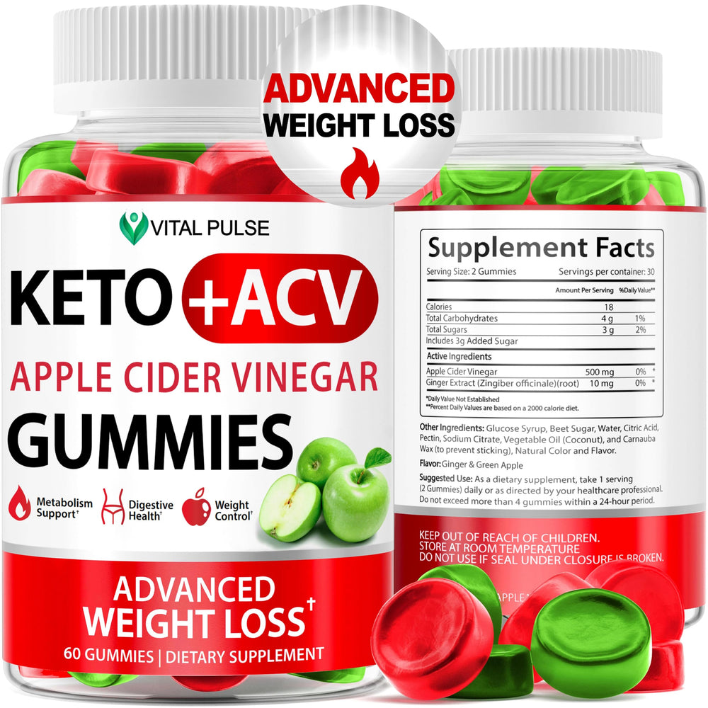 Vital Pulse Keto ACV Gummies bottle for daily weight management in apple flavor
