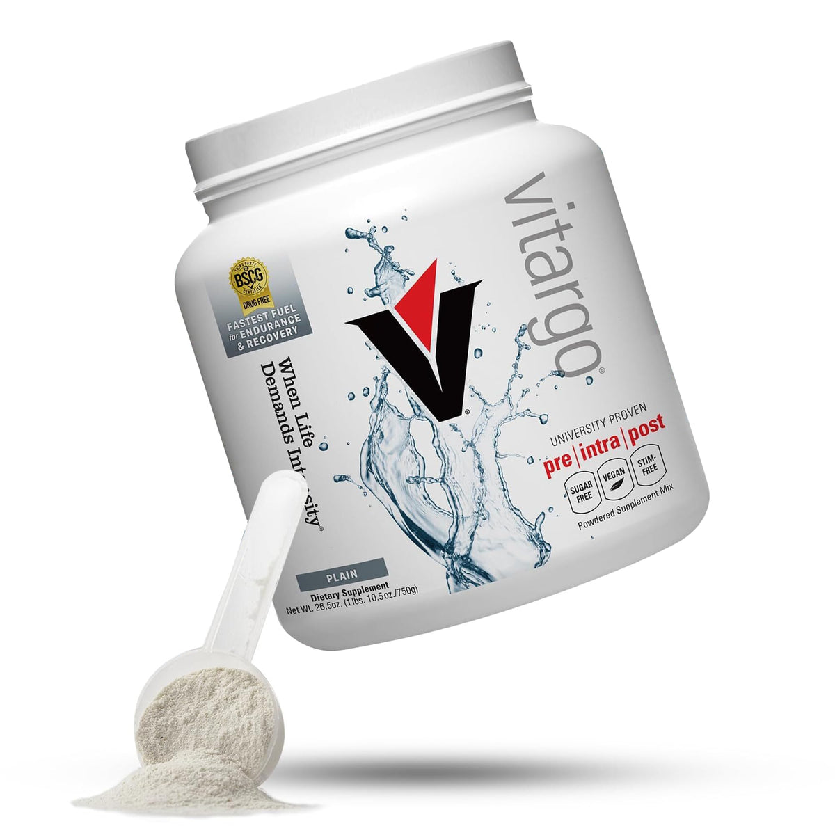 Vitargo bottle pour signals fast-digesting carbohydrate fueling workouts