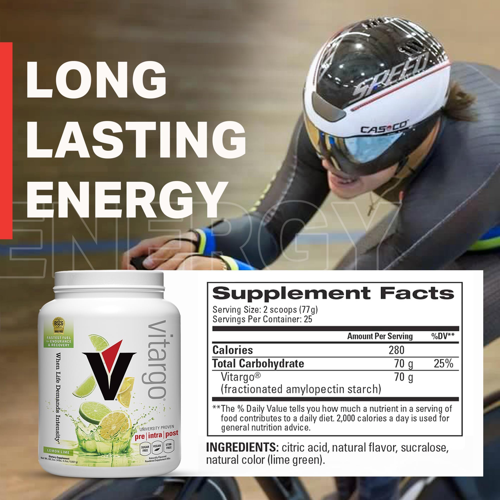 Vitargo Lemon & Lime poured into a glass ready for consumption.