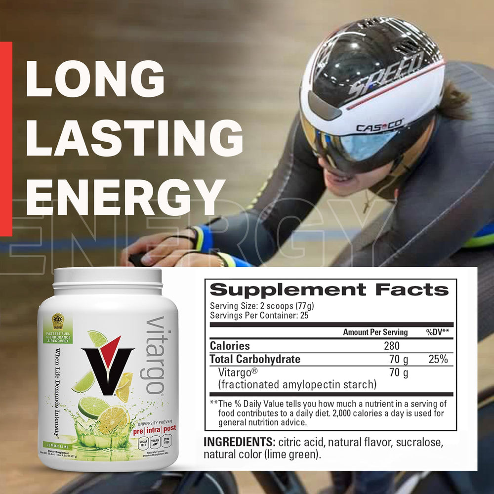 Vitargo Lemon & Lime poured into a glass ready for consumption.