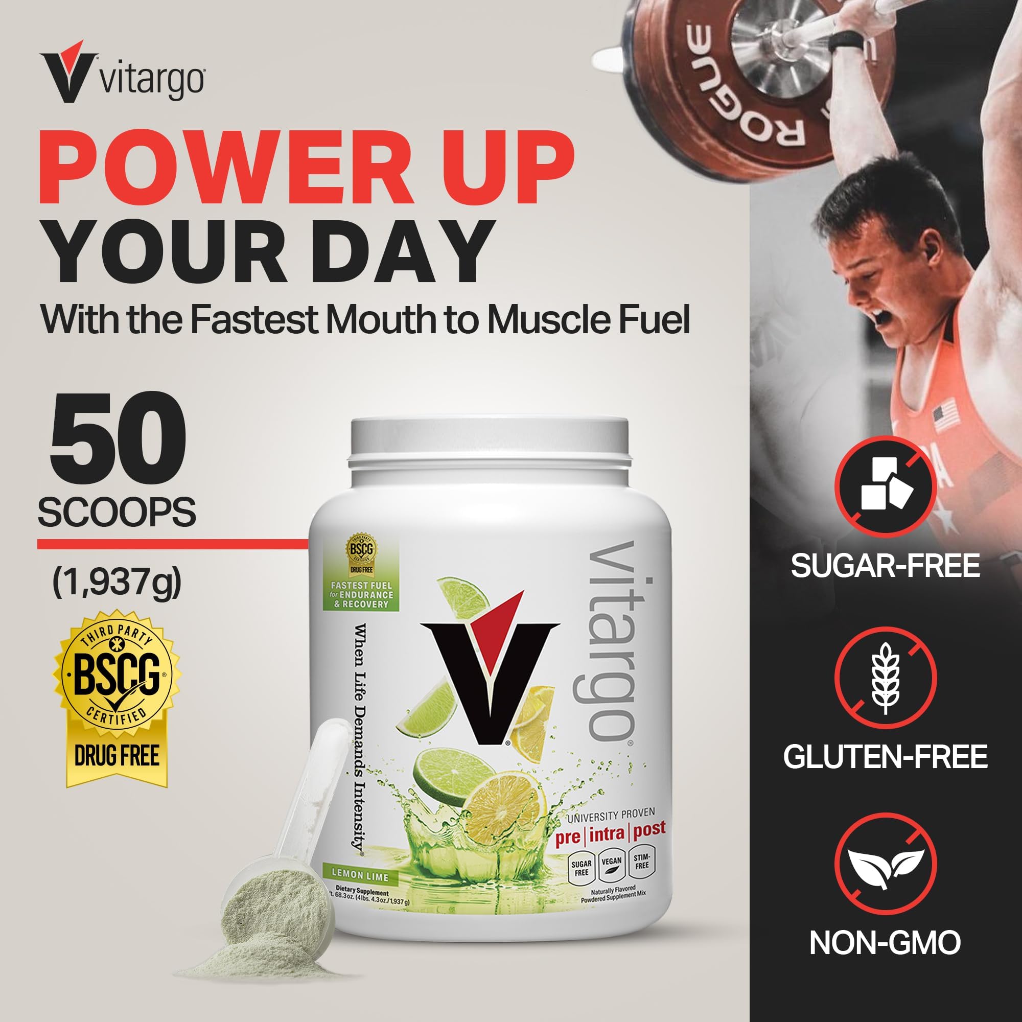 Vitargo Lemon & Lime powder dissolving in glass for quick fueling.