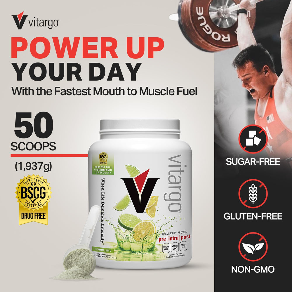 Vitargo Lemon & Lime powder dissolving in glass for quick fueling.