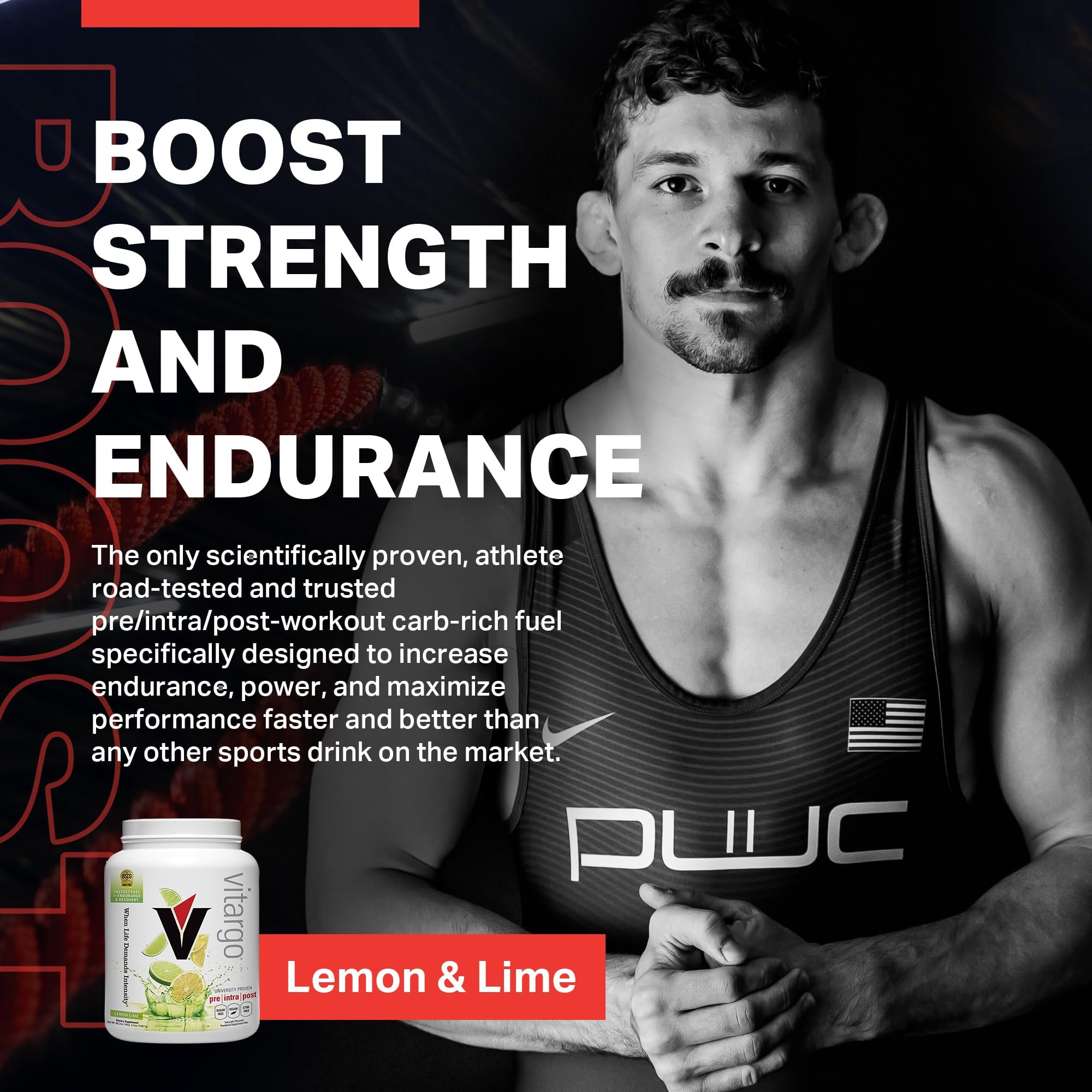 Vitargo Lemon & Lime pre-workout mix boosts energy and endurance.
