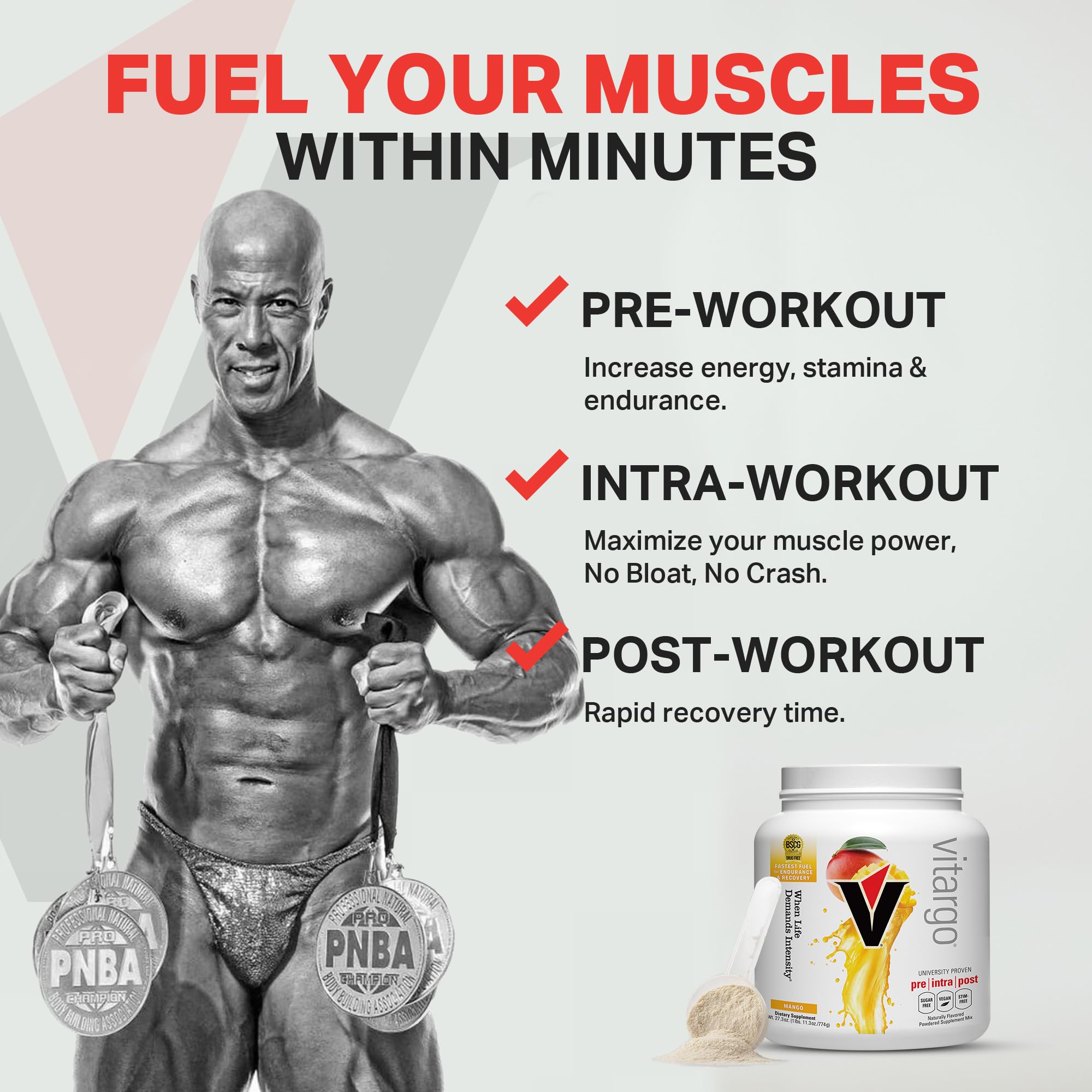 Post-workout Vitargo recovery mix dissolving in water.