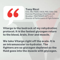 Vitargo powder poured into liquid shows quick digestion and energy