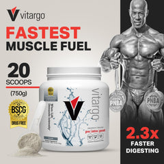 Vitargo powder scoop provides precise post-workout fueling servings