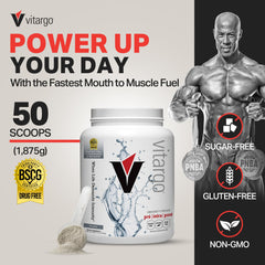 Vitargo scoop dispensing powder for fast intra-workout fueling.