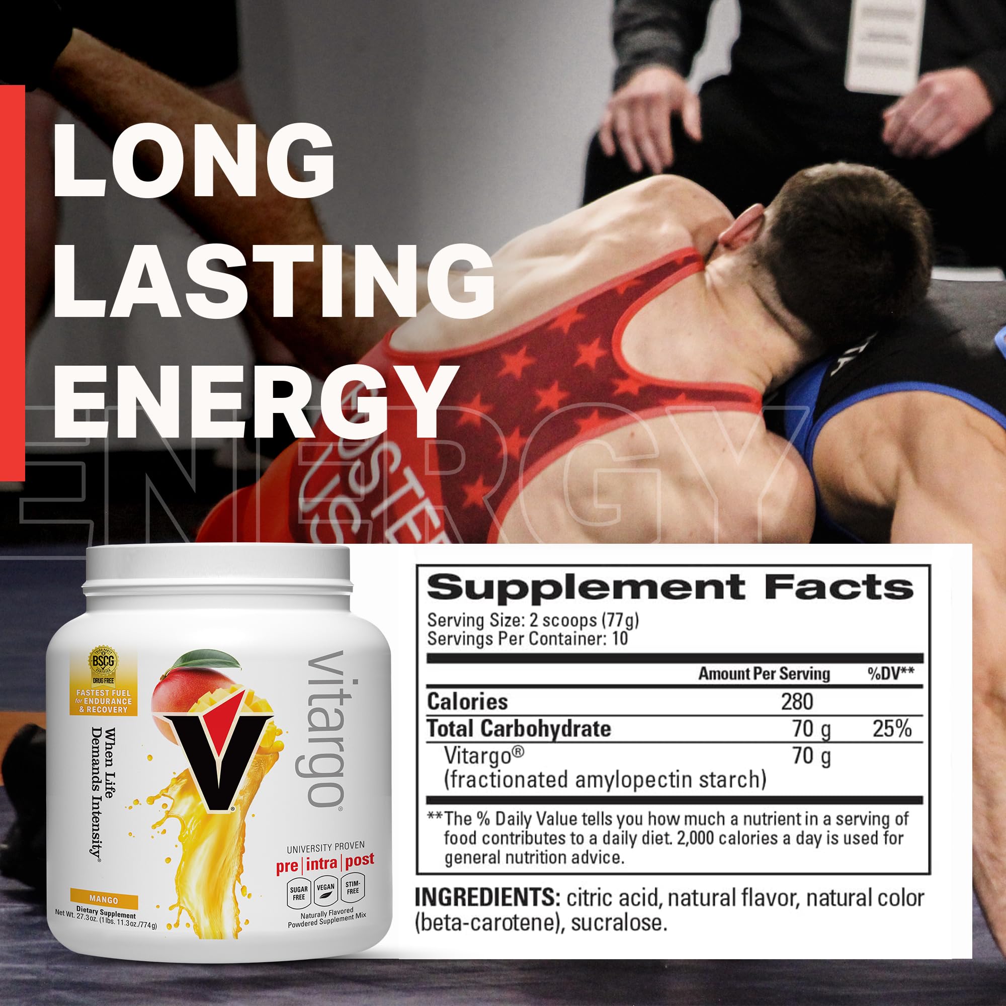 Vitargo stacked with BCAAs and electrolytes for endurance.