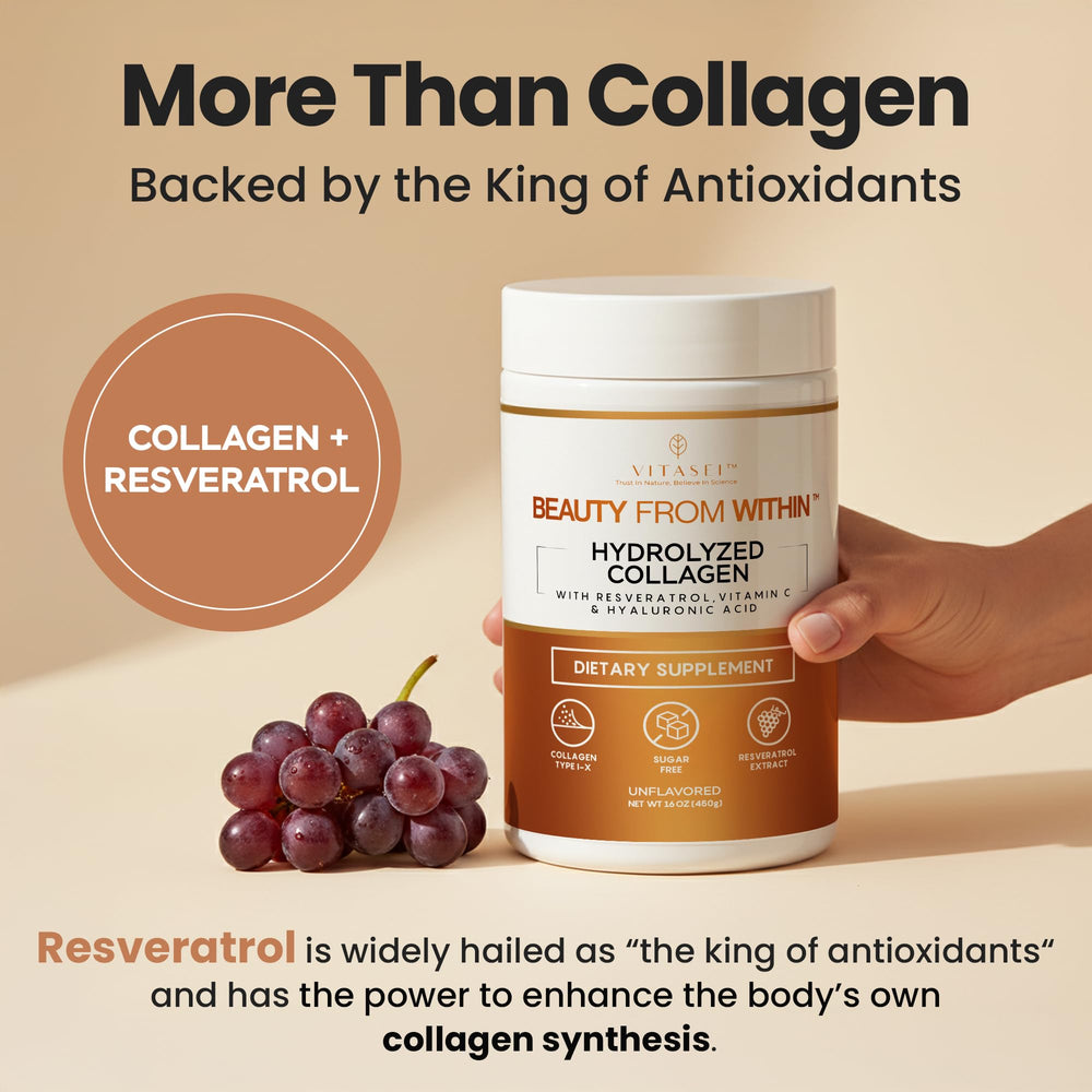 VITASEI collagen powder unflavored scoop blends into any drink without altering taste.