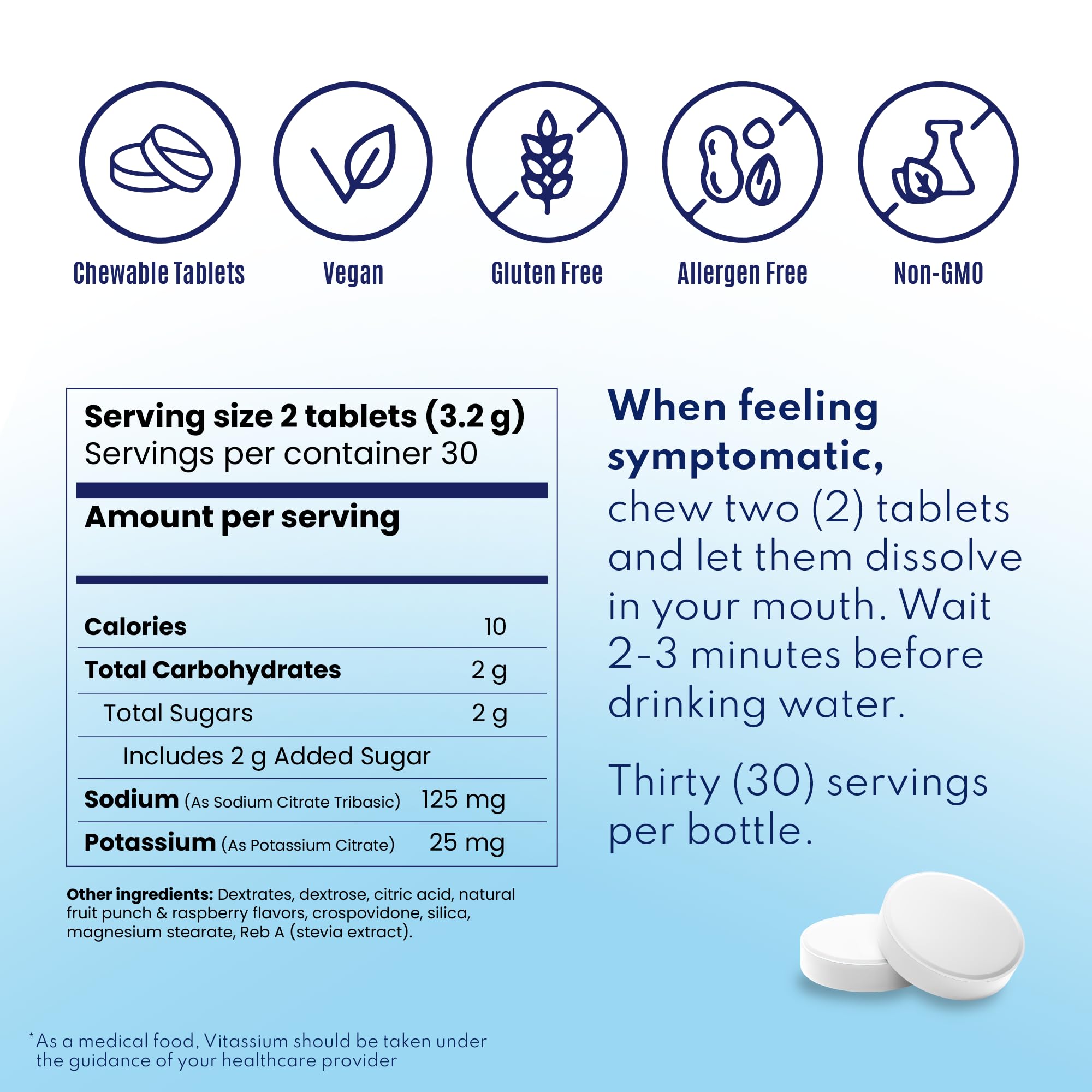 Vitassium FastChews 60-count pack offers convenient daily electrolyte support.