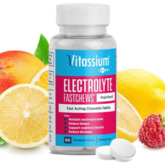 Vitassium FastChews fruit punch tablets provide a tasty electrolyte boost for high-sodium diets on the go.