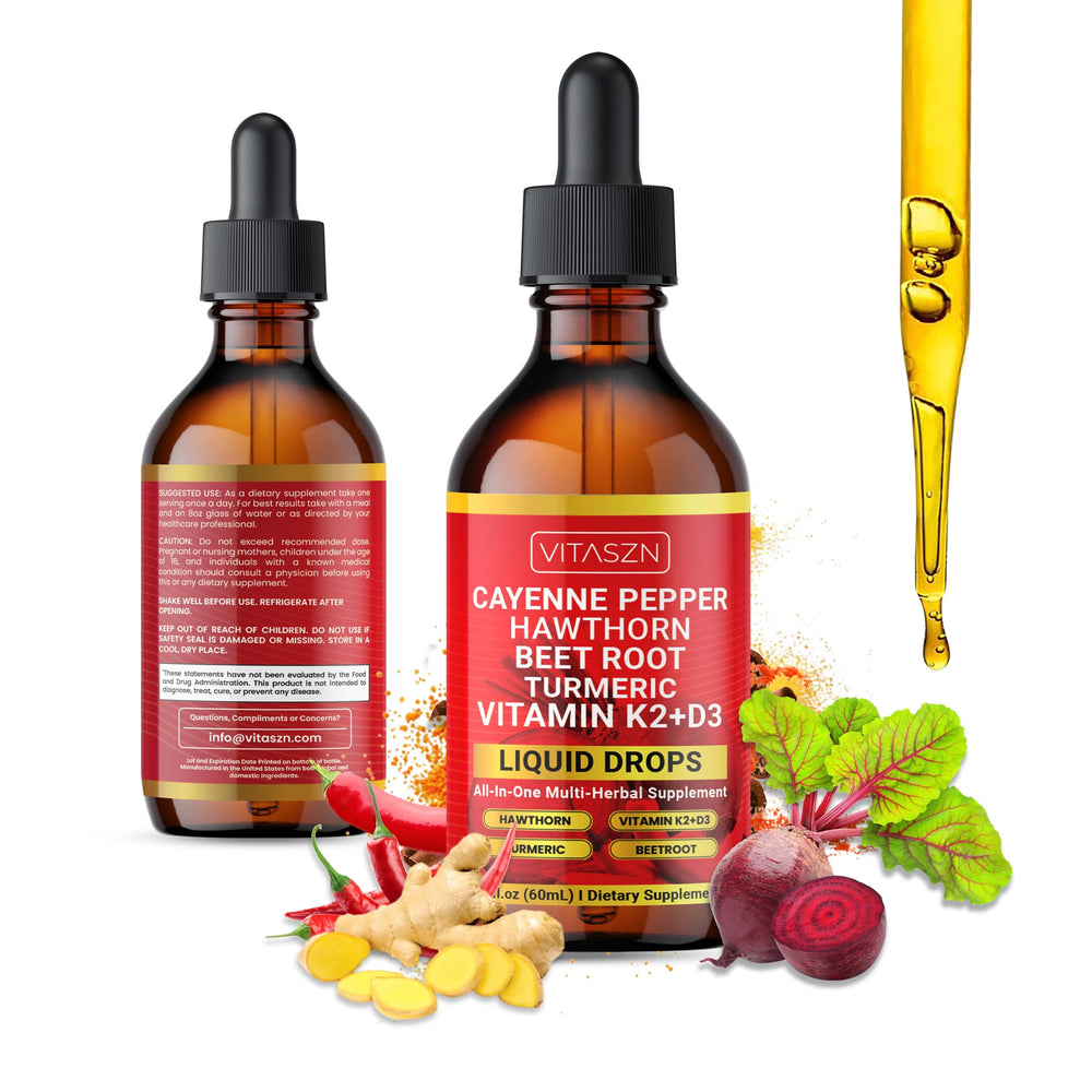 VITASZN Cayenne Pepper Drops bottle pour for easy daily routine.