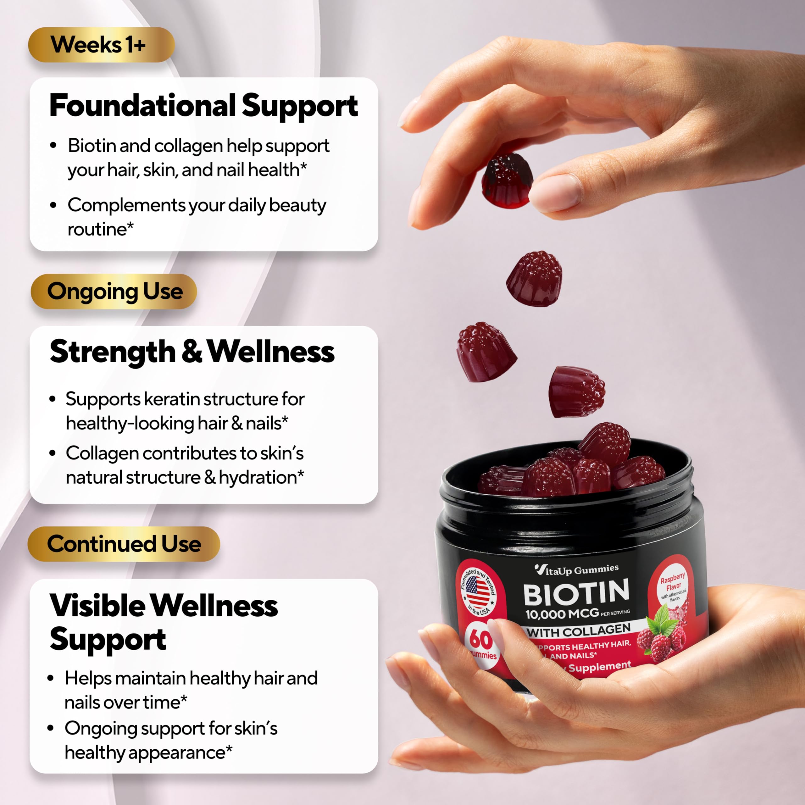 GMP-certified VitaUp Biotin Gummies manufacturing standards emphasized