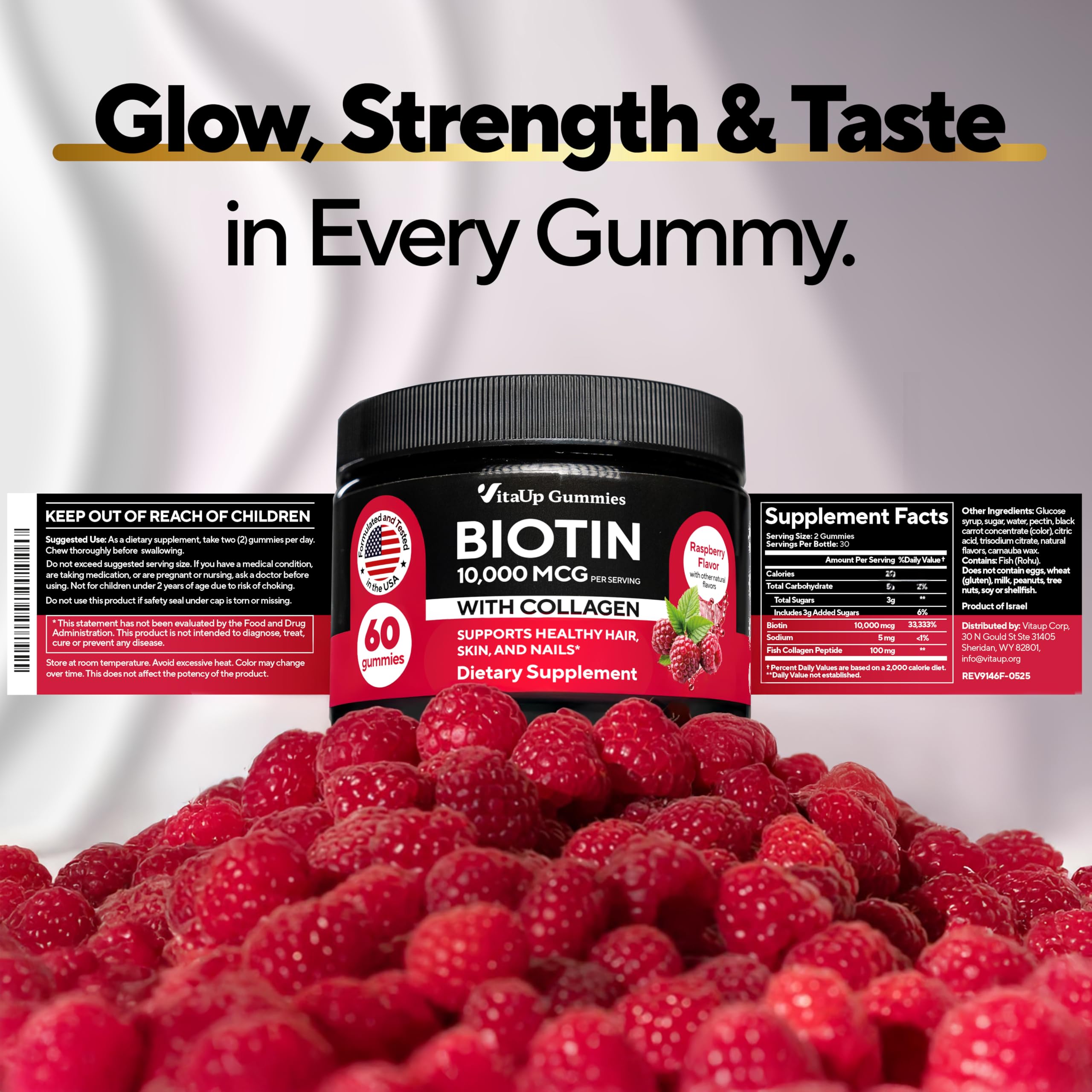 Gluten-free and GMO-free VitaUp Biotin Gummies for a clean supplement choice