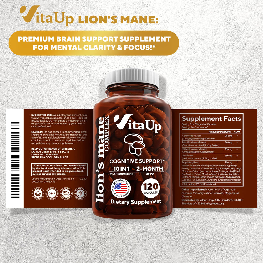 VitaUp gluten-free, non-GMO capsules with no preservatives.