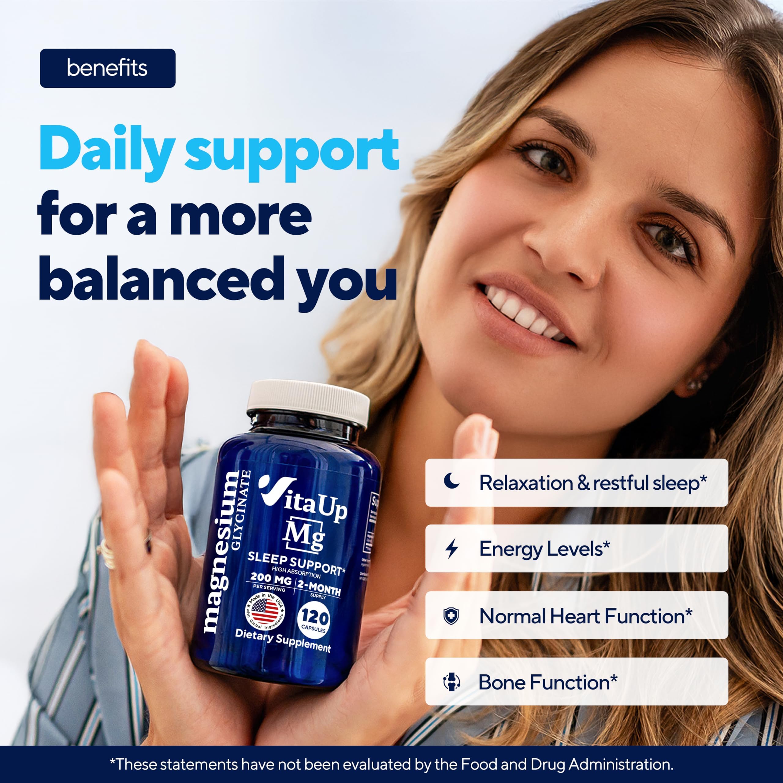 VitaUp bottle on a desk, ready for easy daily intake.