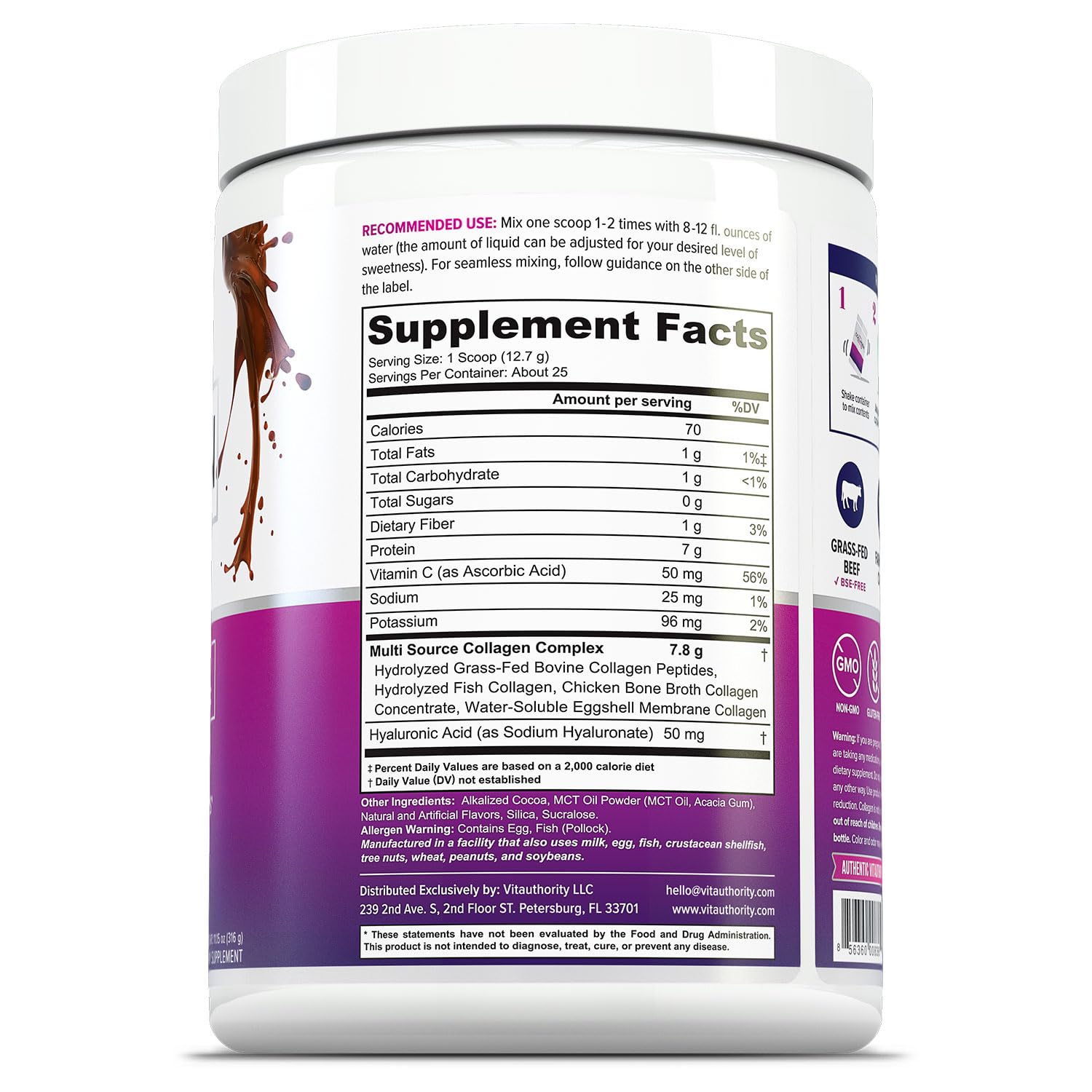 Vitauthority chocolate collagen shake in a glass with rich flavor