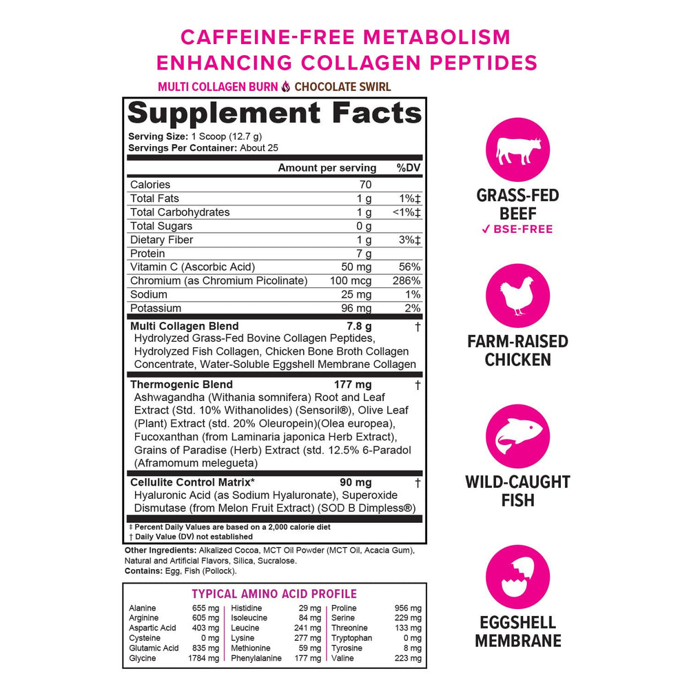 Vitauthority Collagen Peptides Chocolate packaging displayed in retail setting.