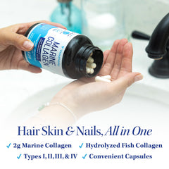 Vitauthority Marine Collagen Capsules close-up of capsules for skin and hair support.