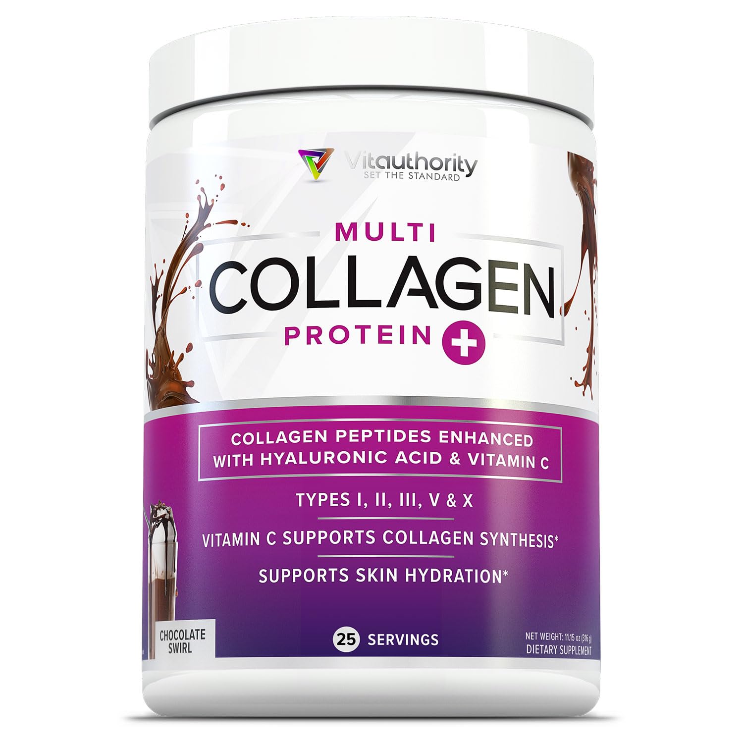 Vitauthority Multi Collagen Chocolate tub with scoop for daily use