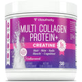 Vitauthority Multi Collagen Protein + Creatine | 5g Creatine Monohydrate, Collagen I–X, Vitamin C & Hyaluronic Acid | 30 Servings Unflavored